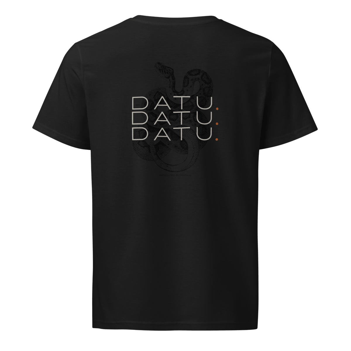 DATU Backprint Organic Tee — Black, back view #color_black