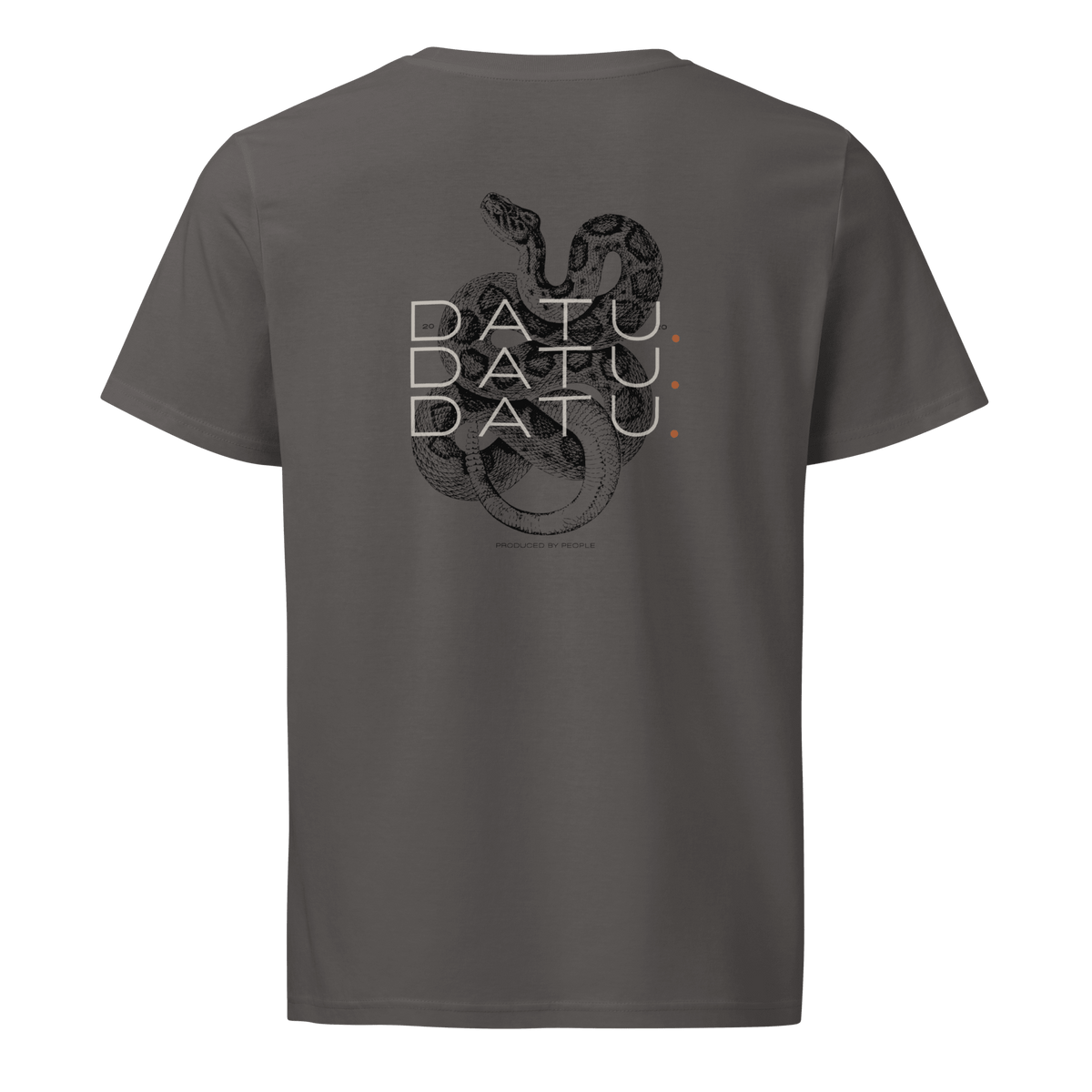 DATU Backprint Organic Tee — Anthracite, back view #color_anthracite