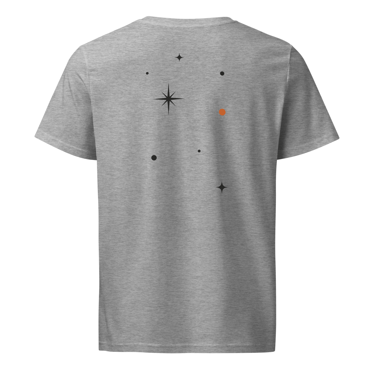 DATU Celestial Organic Tee — Heather Grey, back view #color_heather grey