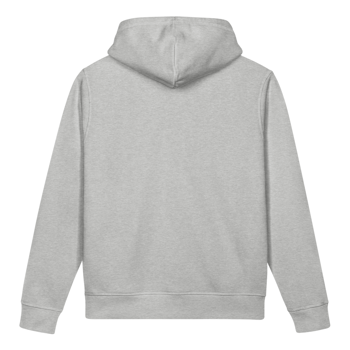 DATU Spectrum Organic Hoodie — Heather Grey, back view #color_heather grey