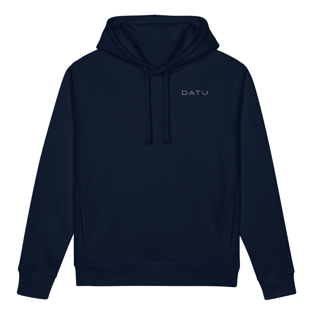 DATU Sunrise Organic Hoodie — French Navy, front view #color_french navy