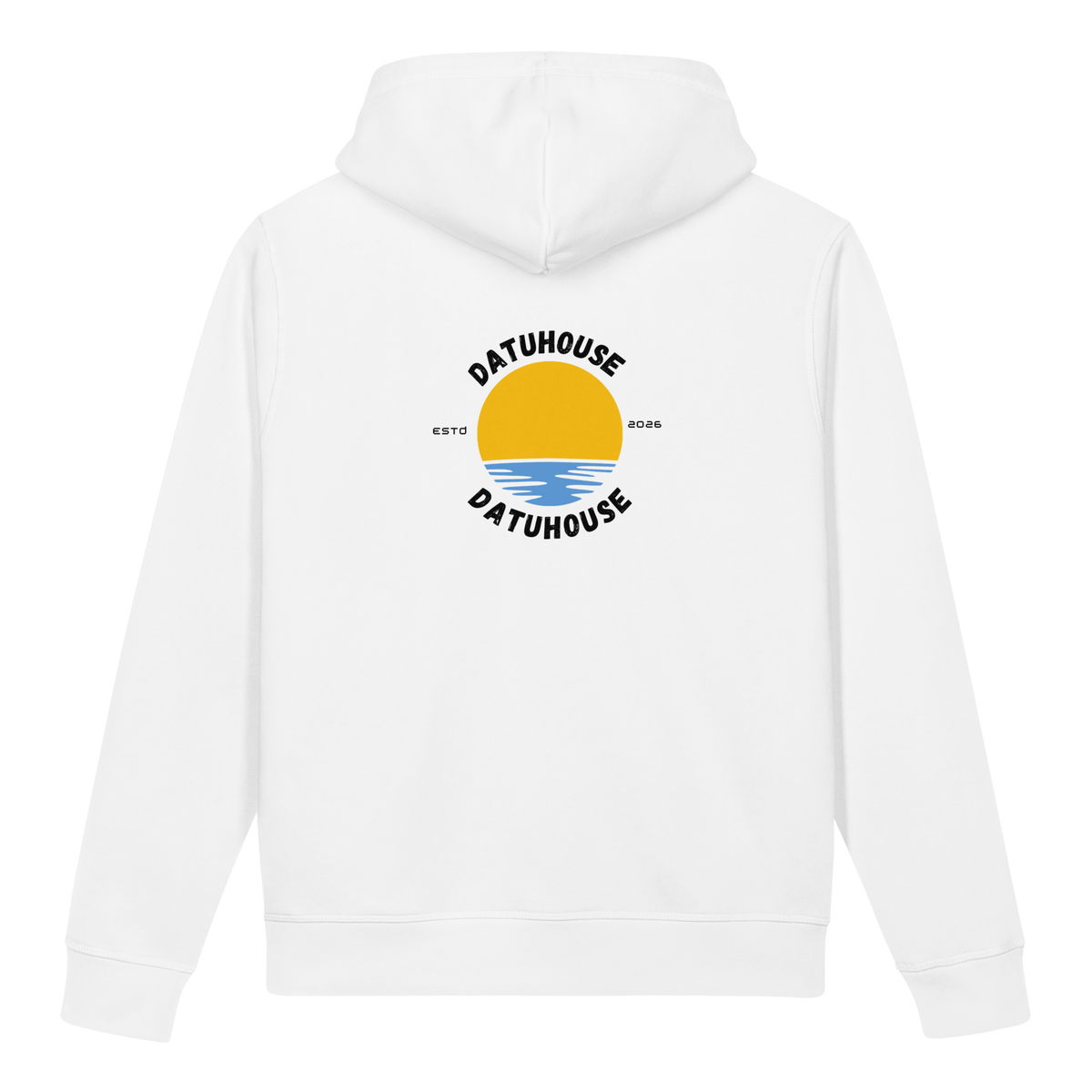 DATU Sunrise Organic Hoodie — White, back view #color_white