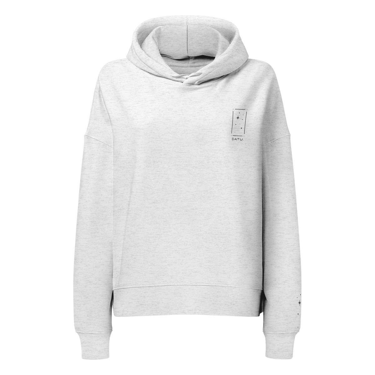 DATU Women’s Portal Organic Hoodie — Cool Heather Grey, front view #color_cool heather grey