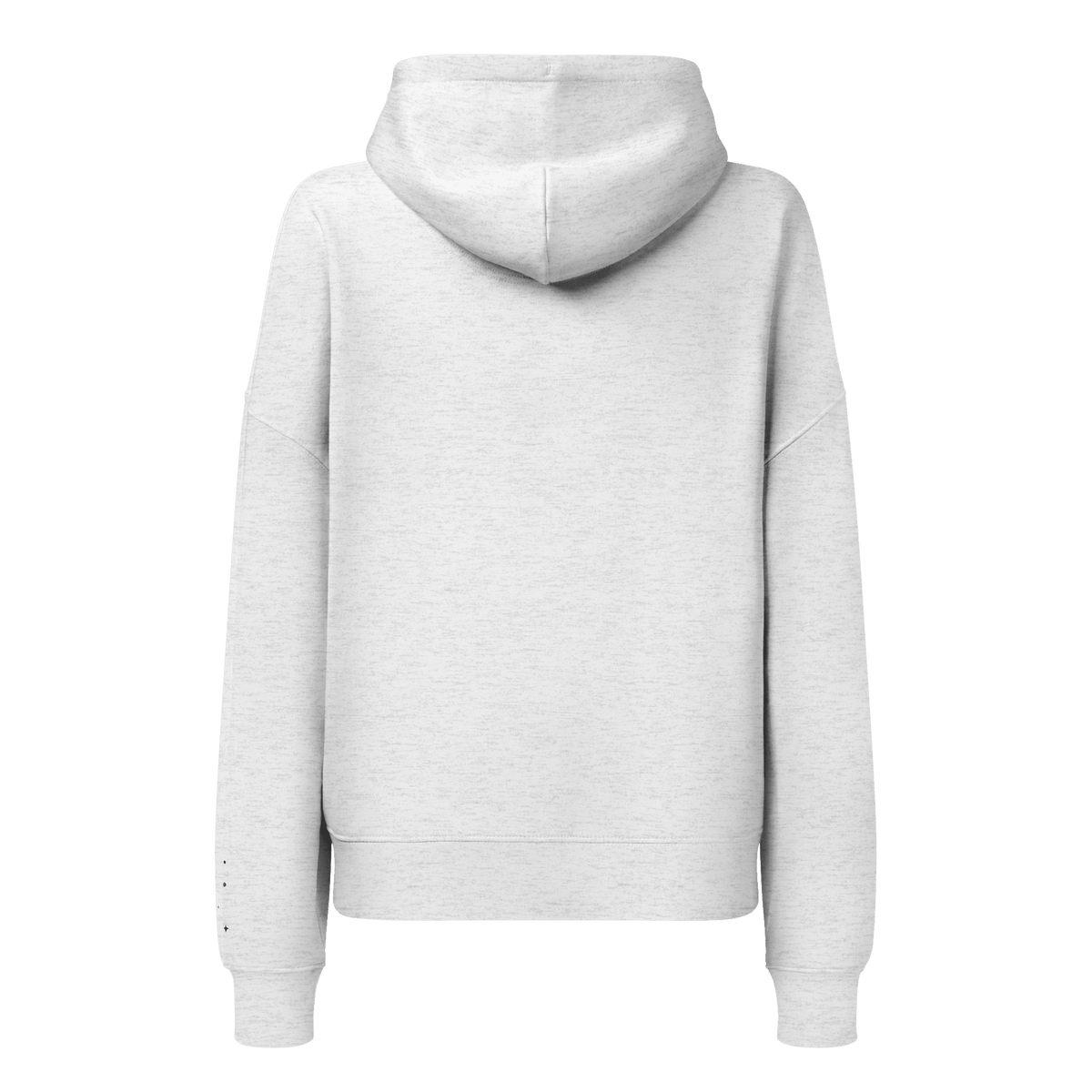 DATU Women’s Portal Organic Hoodie — Cool Heather Grey, back view #color_cool heather grey