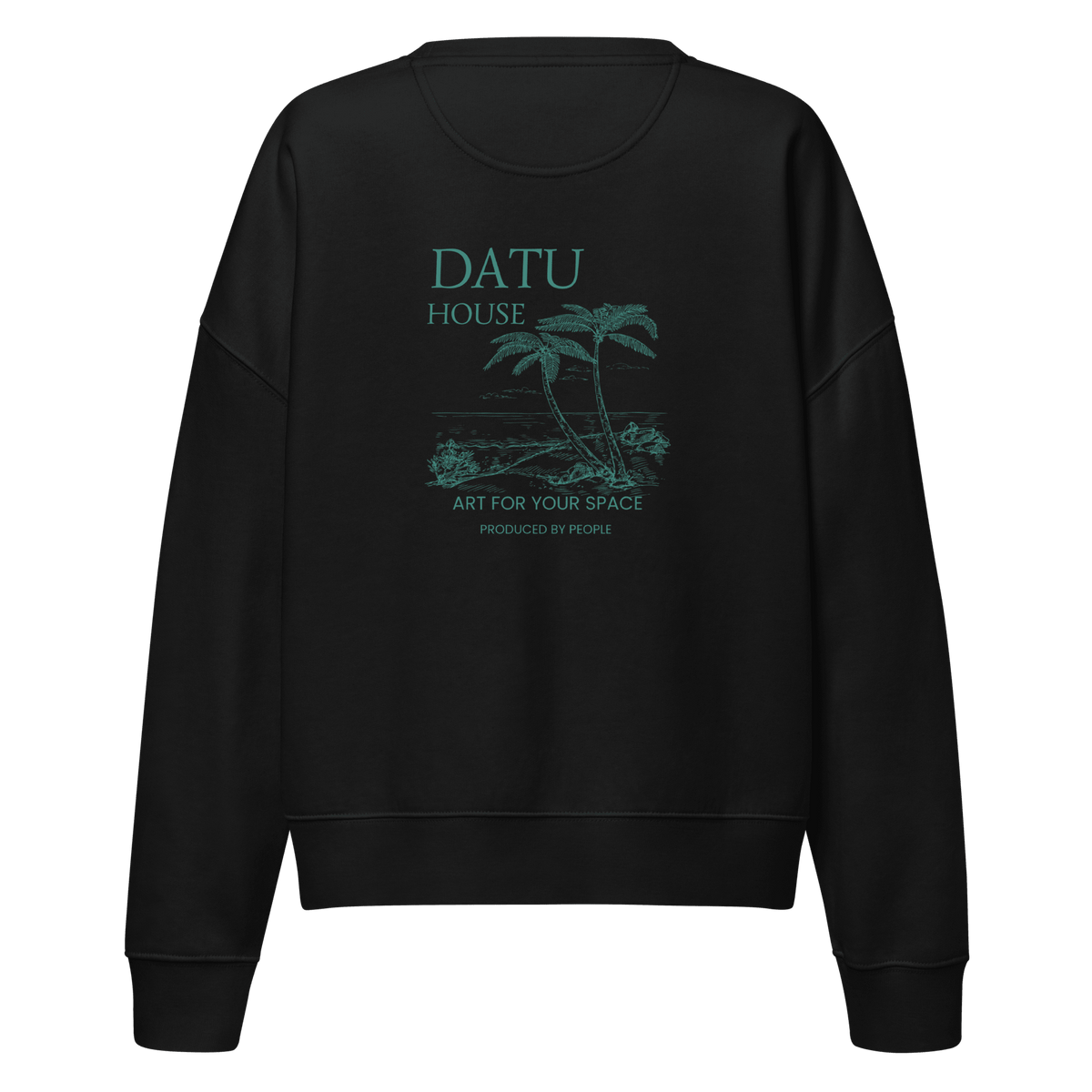 DATU Women’s Palm House Organic Crewneck — Black, back view #color_black