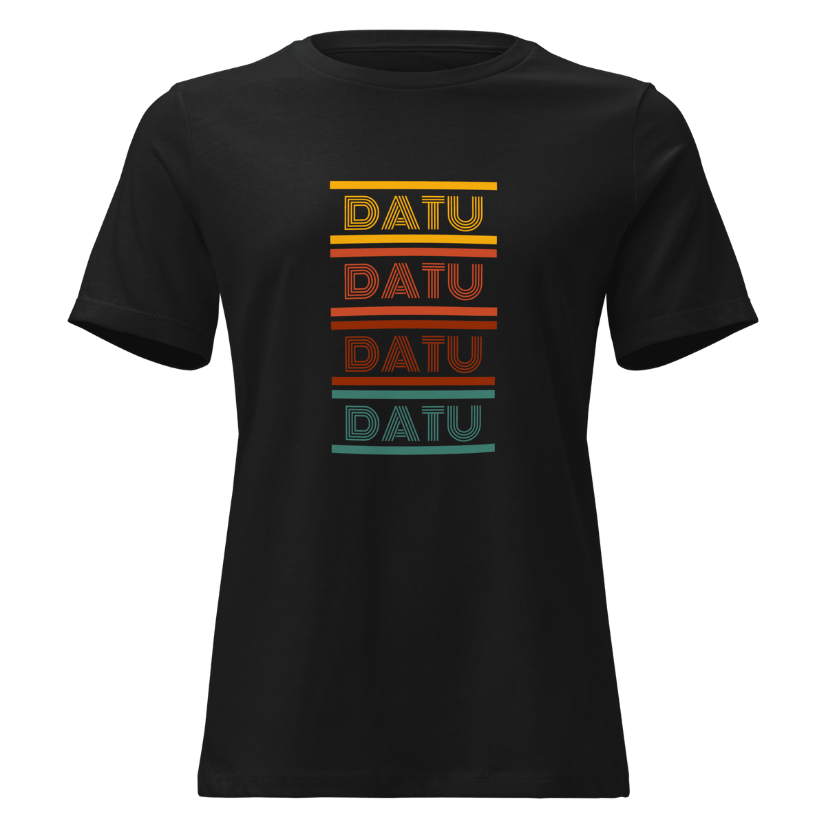 DATU Women’s Spectrum Relaxed Tee — Black, front view #color_black