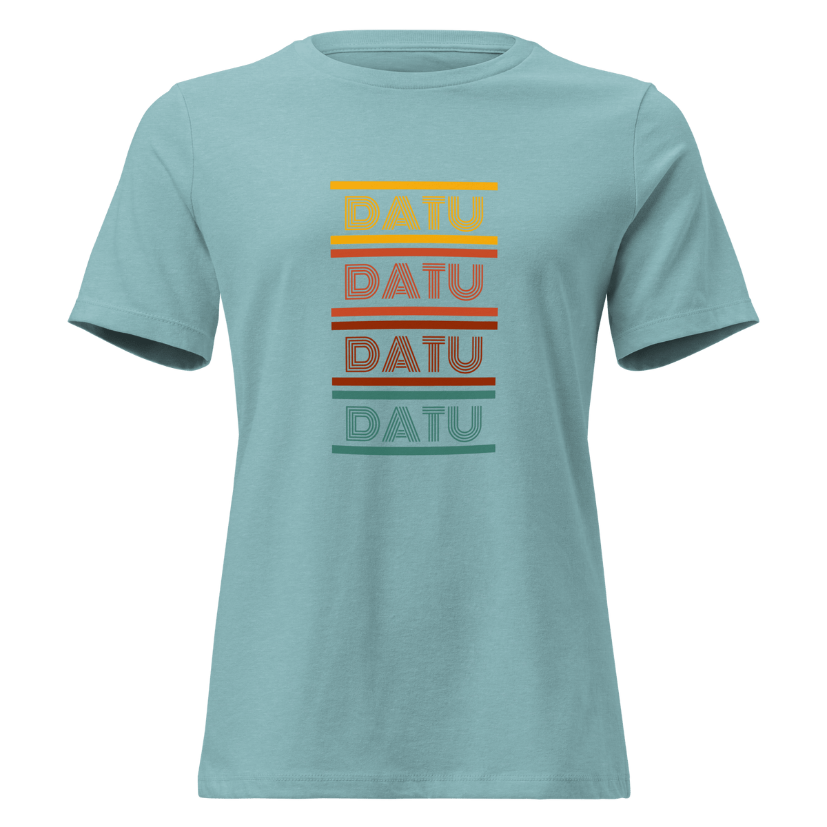 DATU Women’s Spectrum Relaxed Tee — Heather Blue Lagoon, front view #color_heather blue lagoon