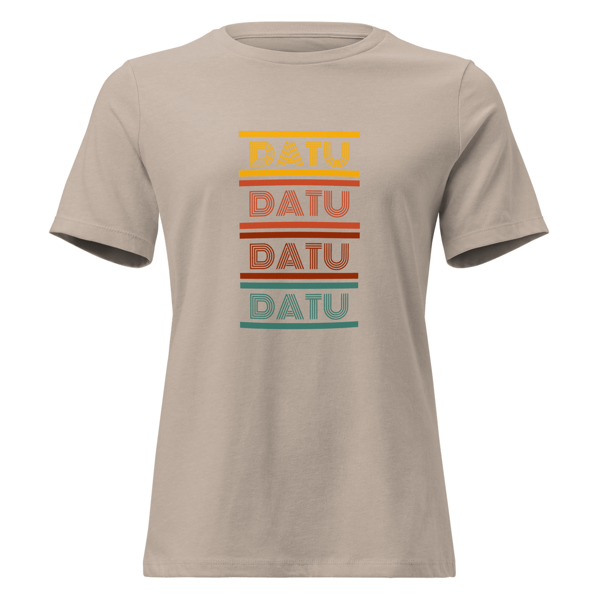 DATU Women’s Spectrum Relaxed Tee — Heather Stone, front view #color_heather stone