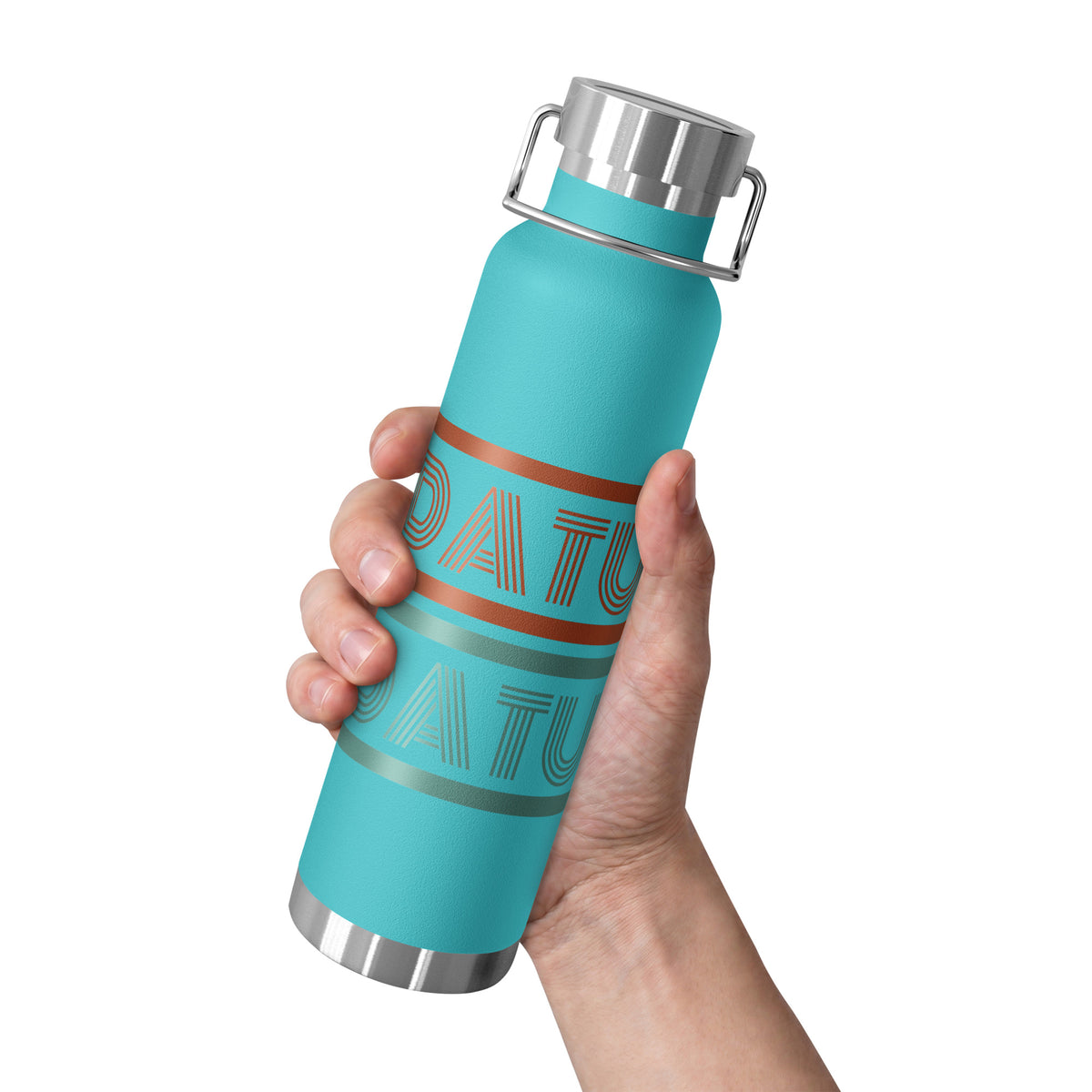 DATU Spectrum Insulated Bottle — Mint Green held in hand, front view #color_mint green