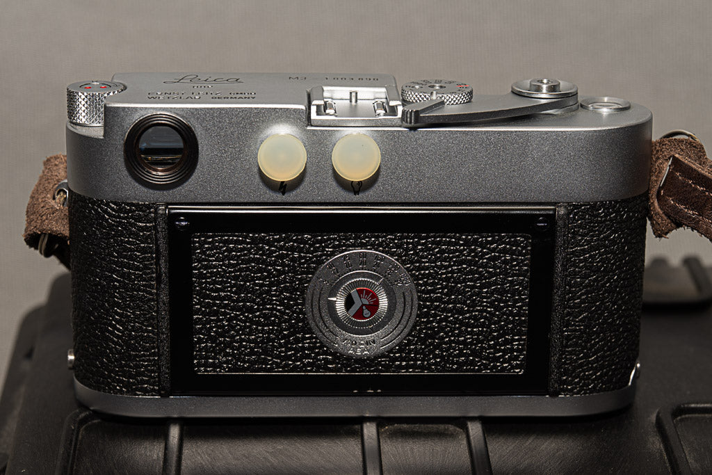 Rear view of the chrome Leica M3.