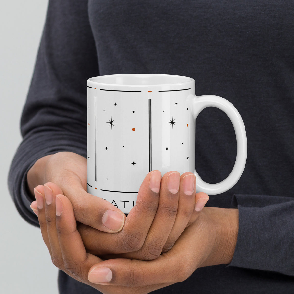 DATU Celestial Mug — 11 oz held in hands #size_11 oz