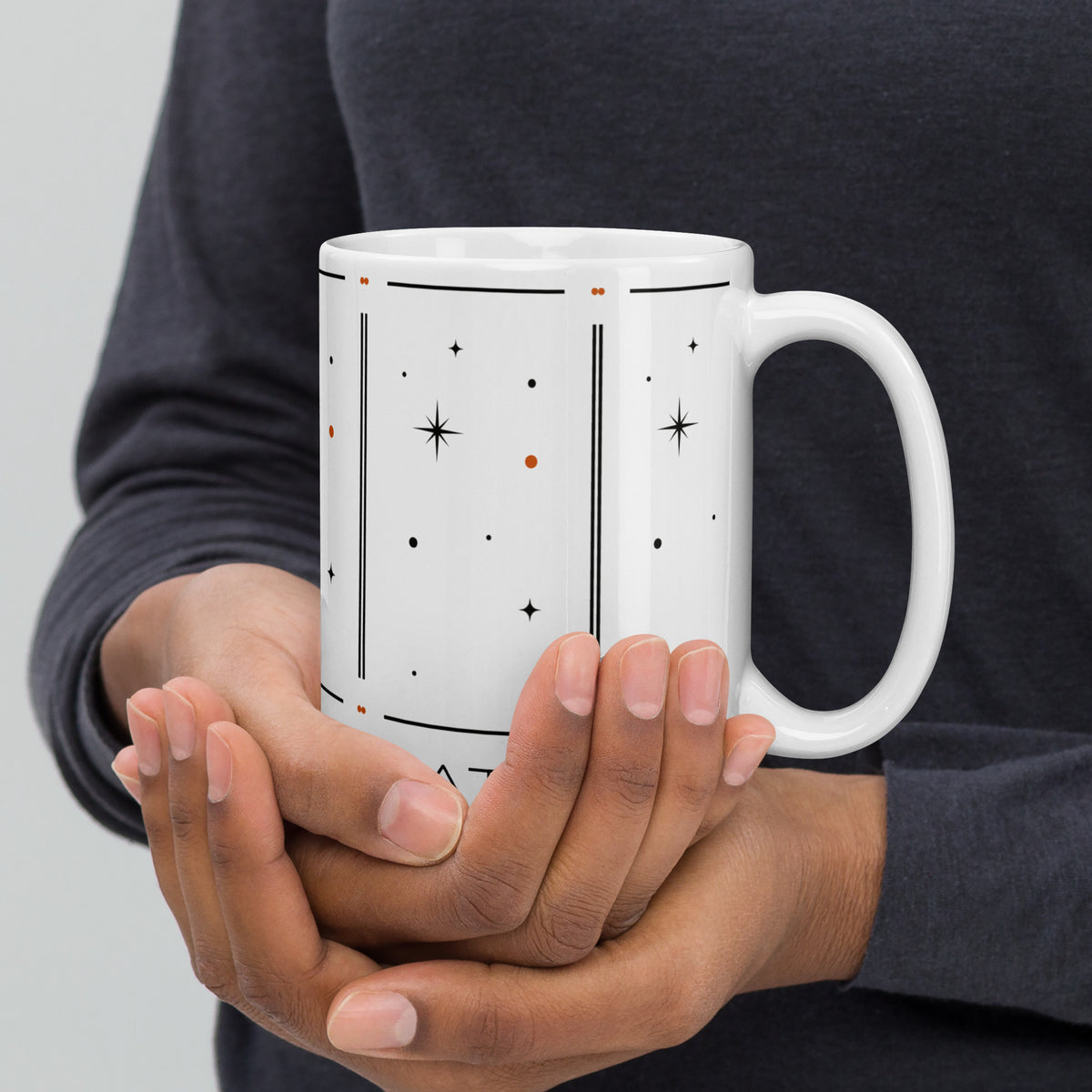DATU Celestial Mug — 15 oz held in hands #size_15 oz