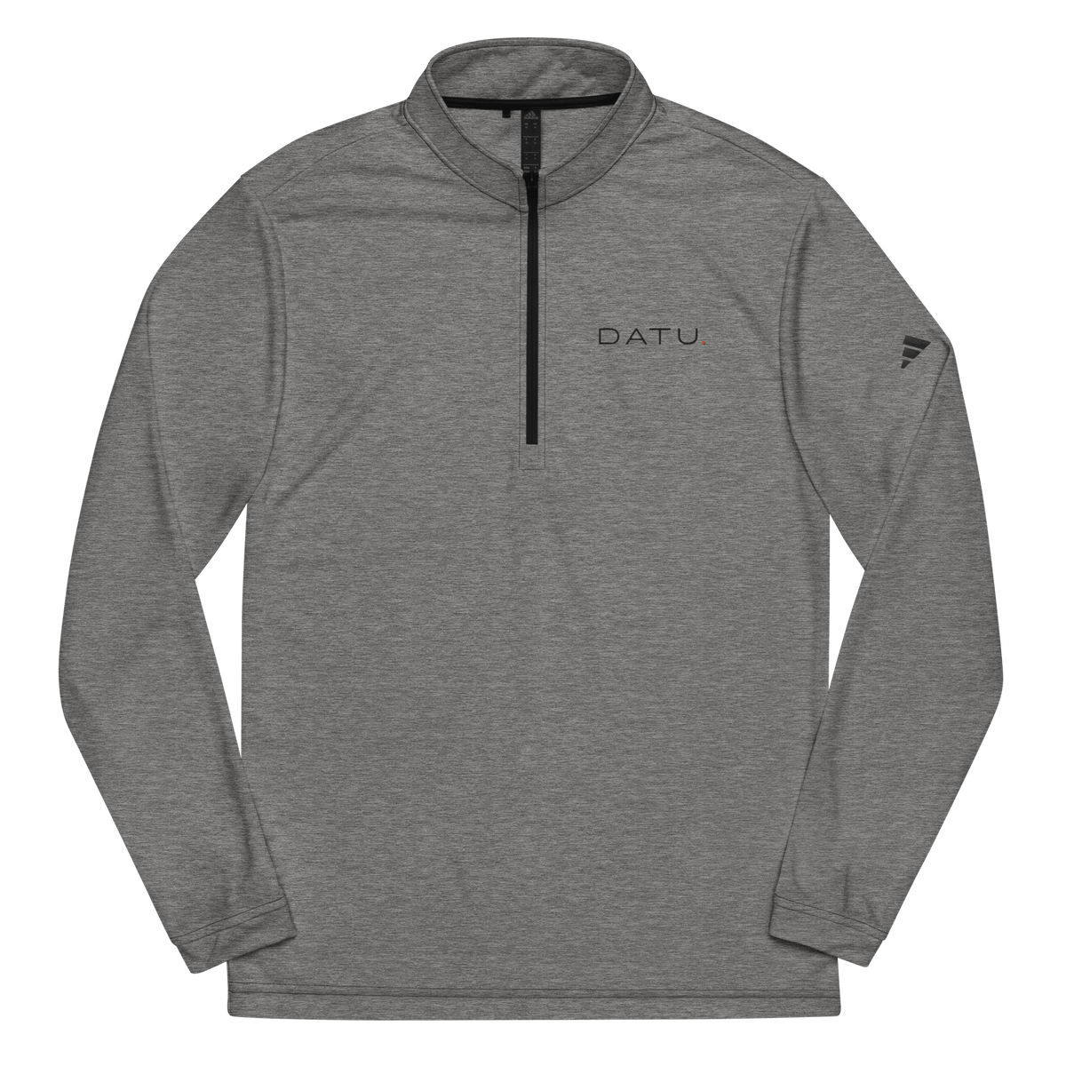 DATU Adidas Quarter-Zip Pullover — Light Tones — Black Heather, front view #color_black heather