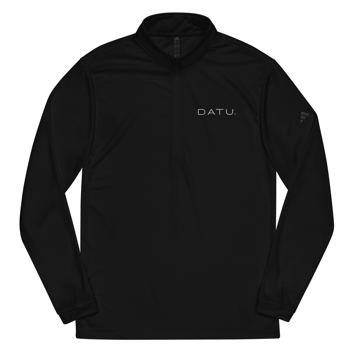 DATU Adidas Quarter-Zip Pullover — Wordmark — Black, front view #color_black
