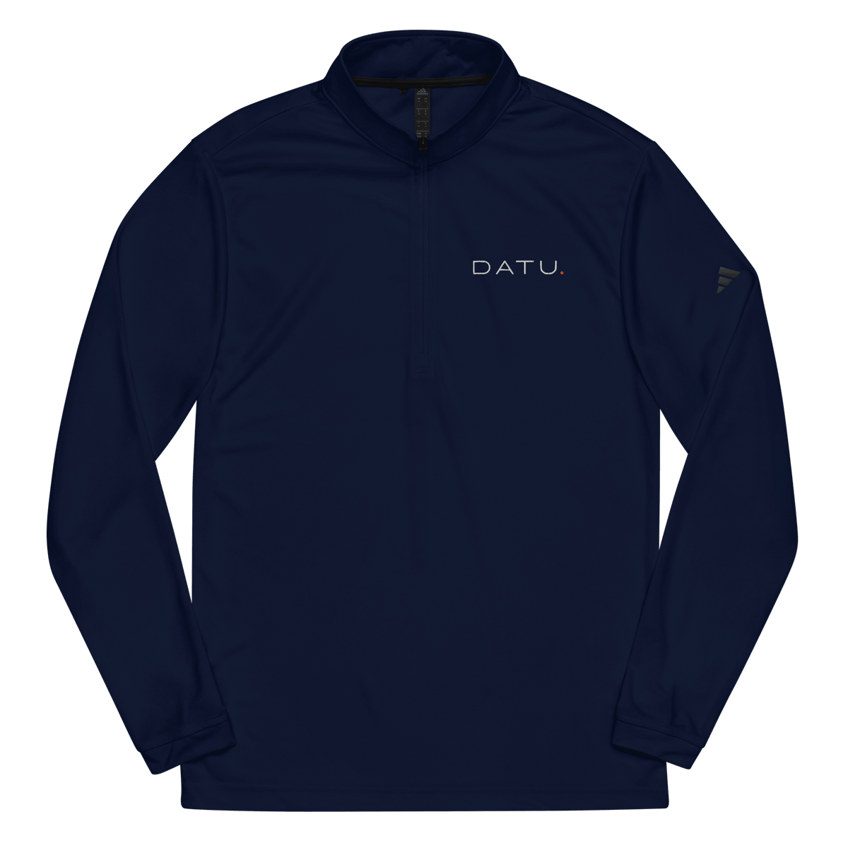 DATU Adidas Quarter-Zip Pullover — Wordmark — Collegiate Navy, front view #color_collegiate navy