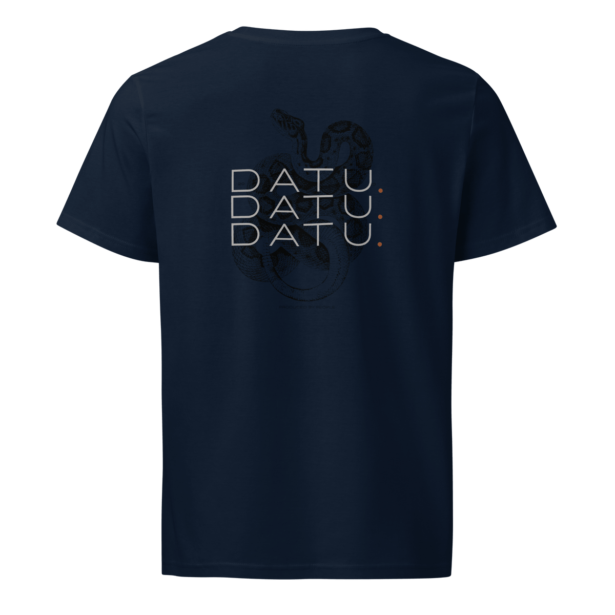 DATU Backprint Organic Tee — French Navy, back view #color_french navy