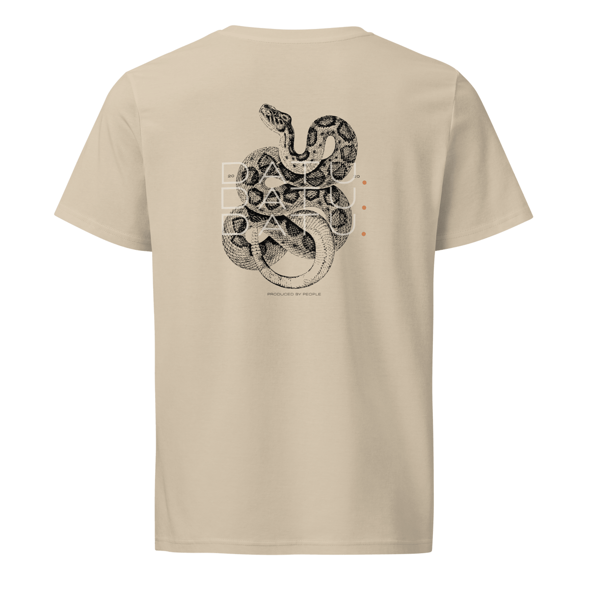 DATU Backprint Organic Tee — Desert Dust, back view #color_desert dust