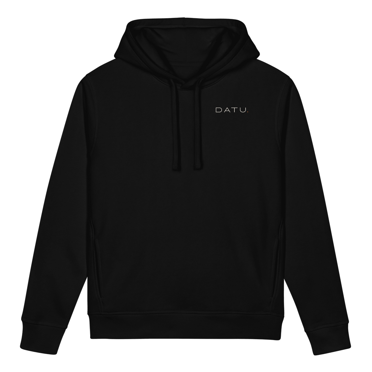 DATU Sunrise Organic Hoodie — Black, front view #color_black