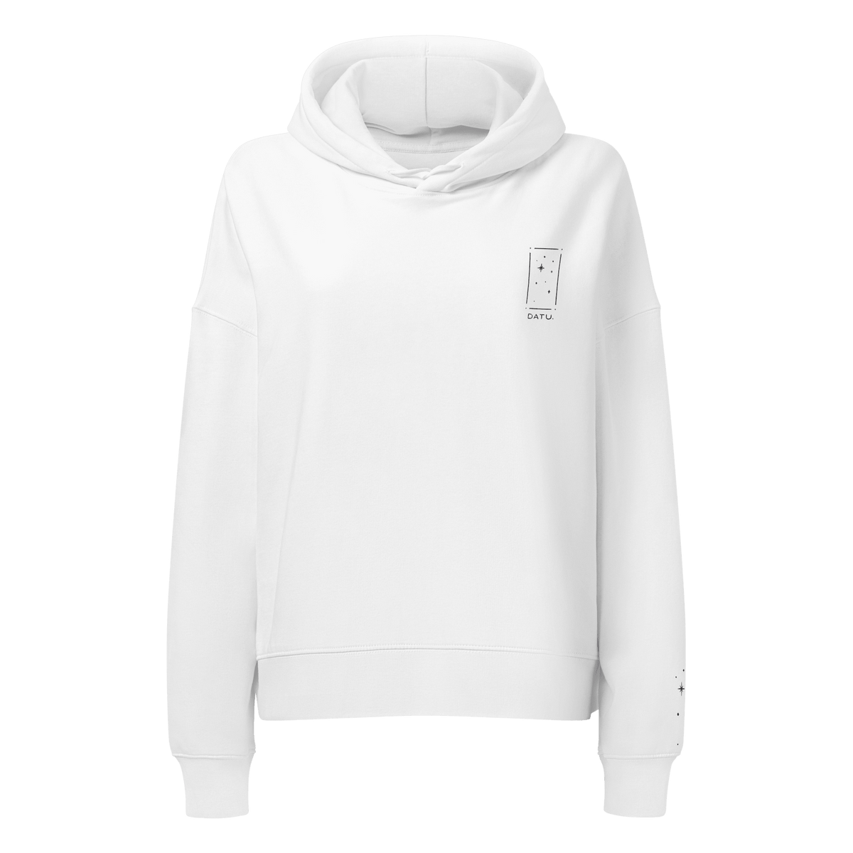 DATU Women’s Portal Organic Hoodie — White, front view #color_white