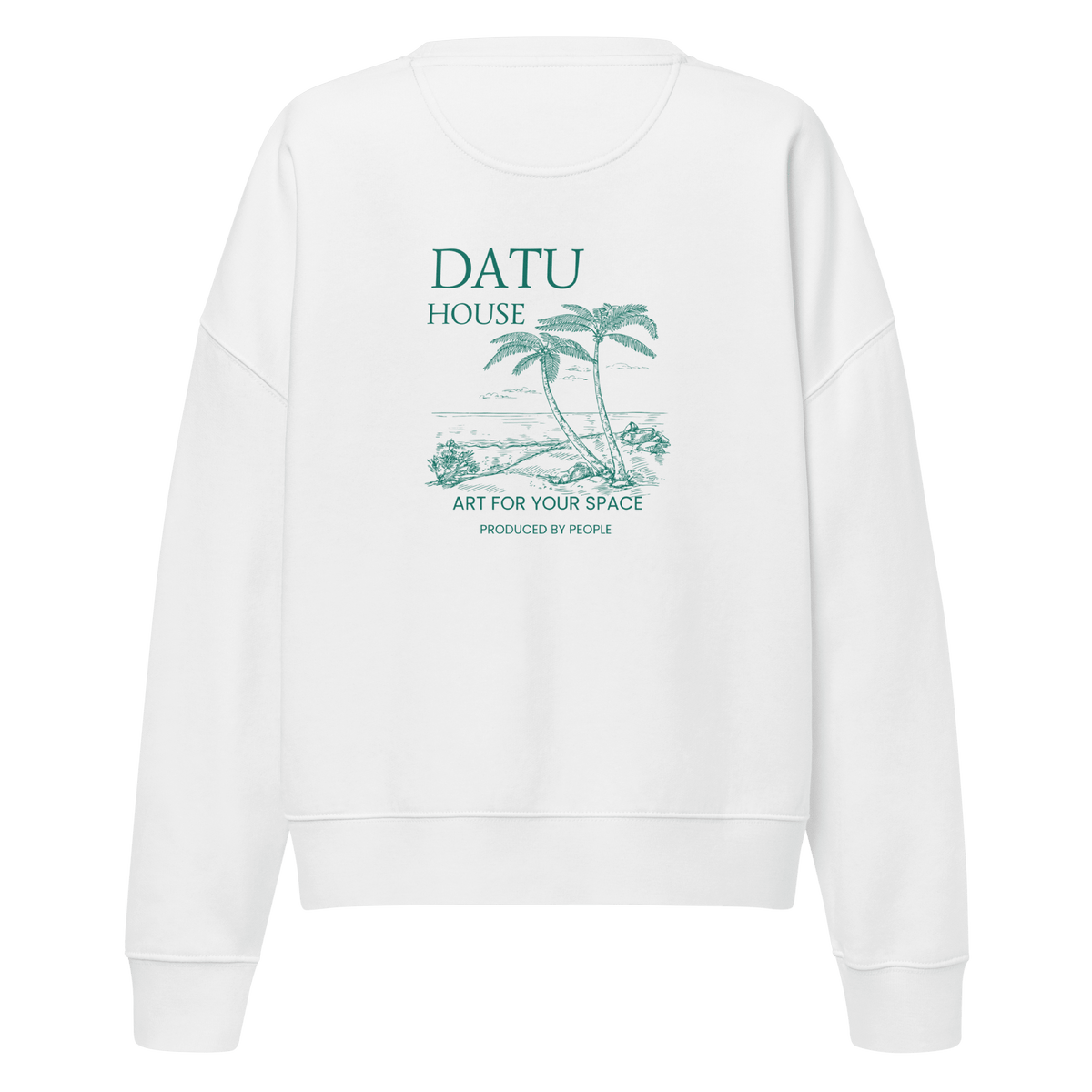 DATU Women’s Palm House Organic Crewneck — White, back view #color_white