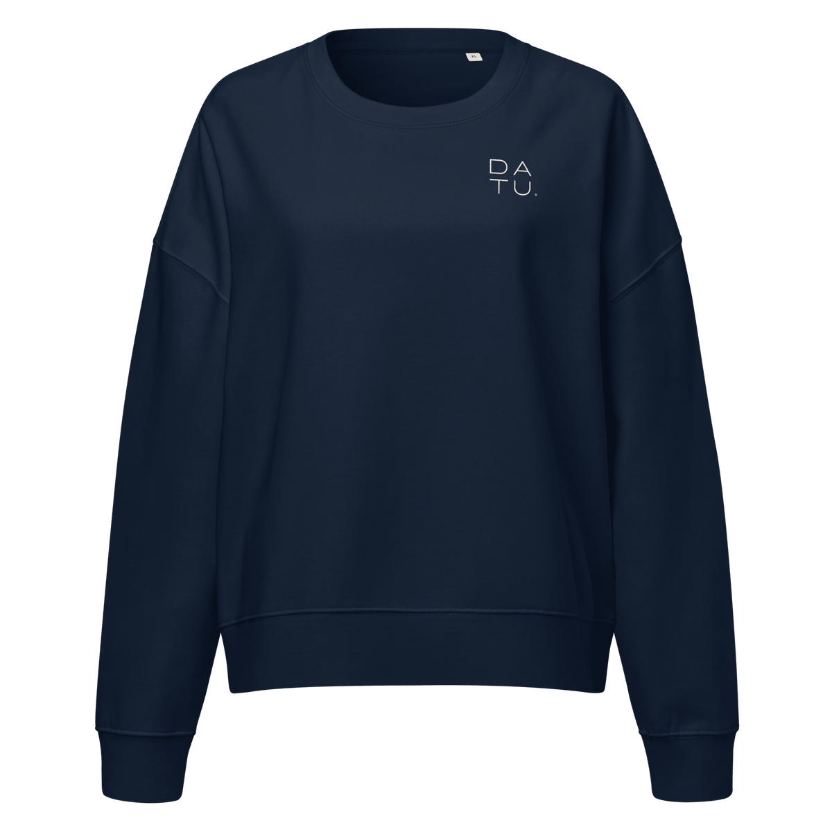 DATU Women’s Palm House Organic Crewneck — French Navy, front view #color_french navy