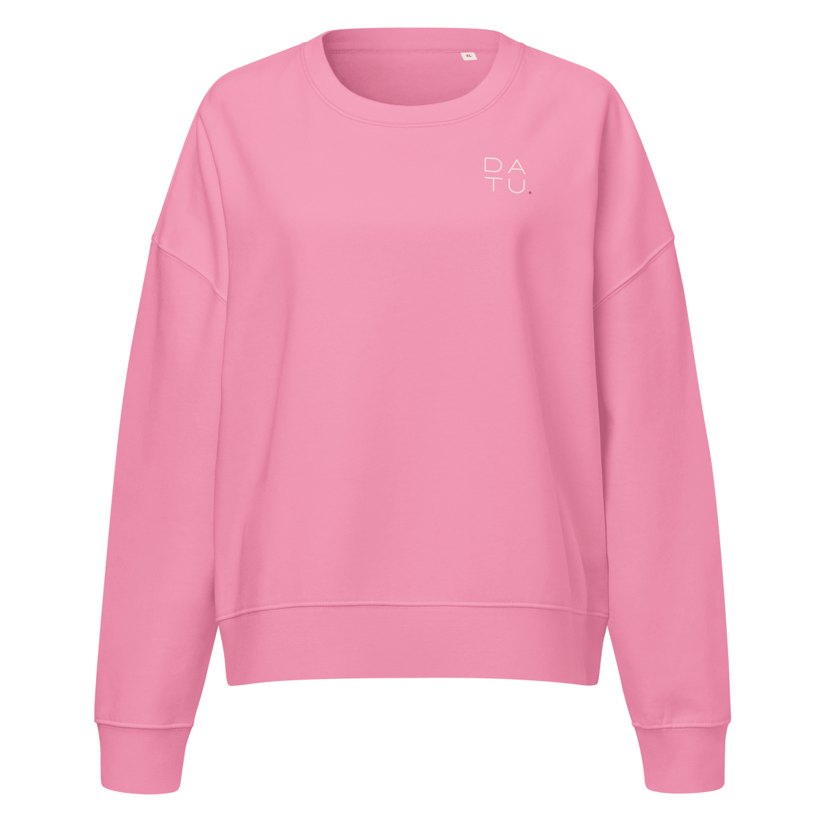 DATU Women’s Palm House Organic Crewneck — Bubble Pink, front view #color_bubble pink