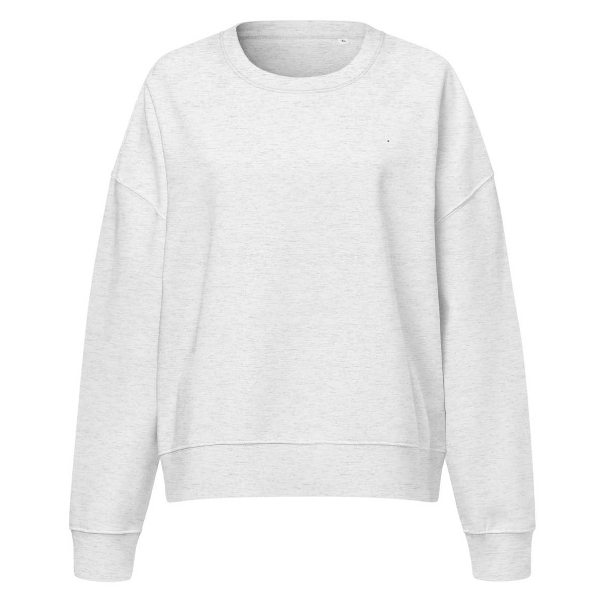 DATU Women’s Palm House Organic Crewneck — Cool Heather Grey, front view #color_cool heather grey