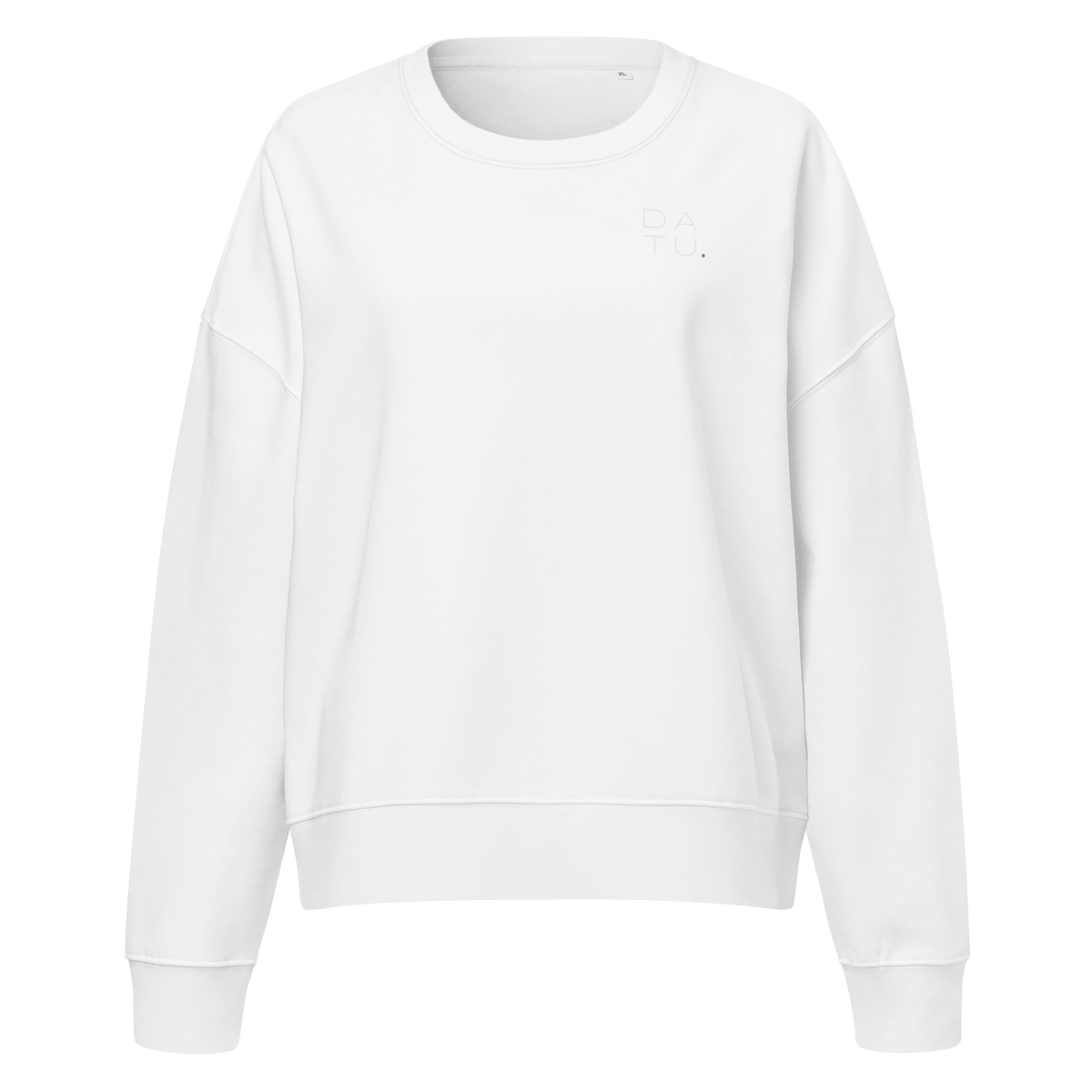 DATU Women’s Palm House Organic Crewneck — White, front view #color_white