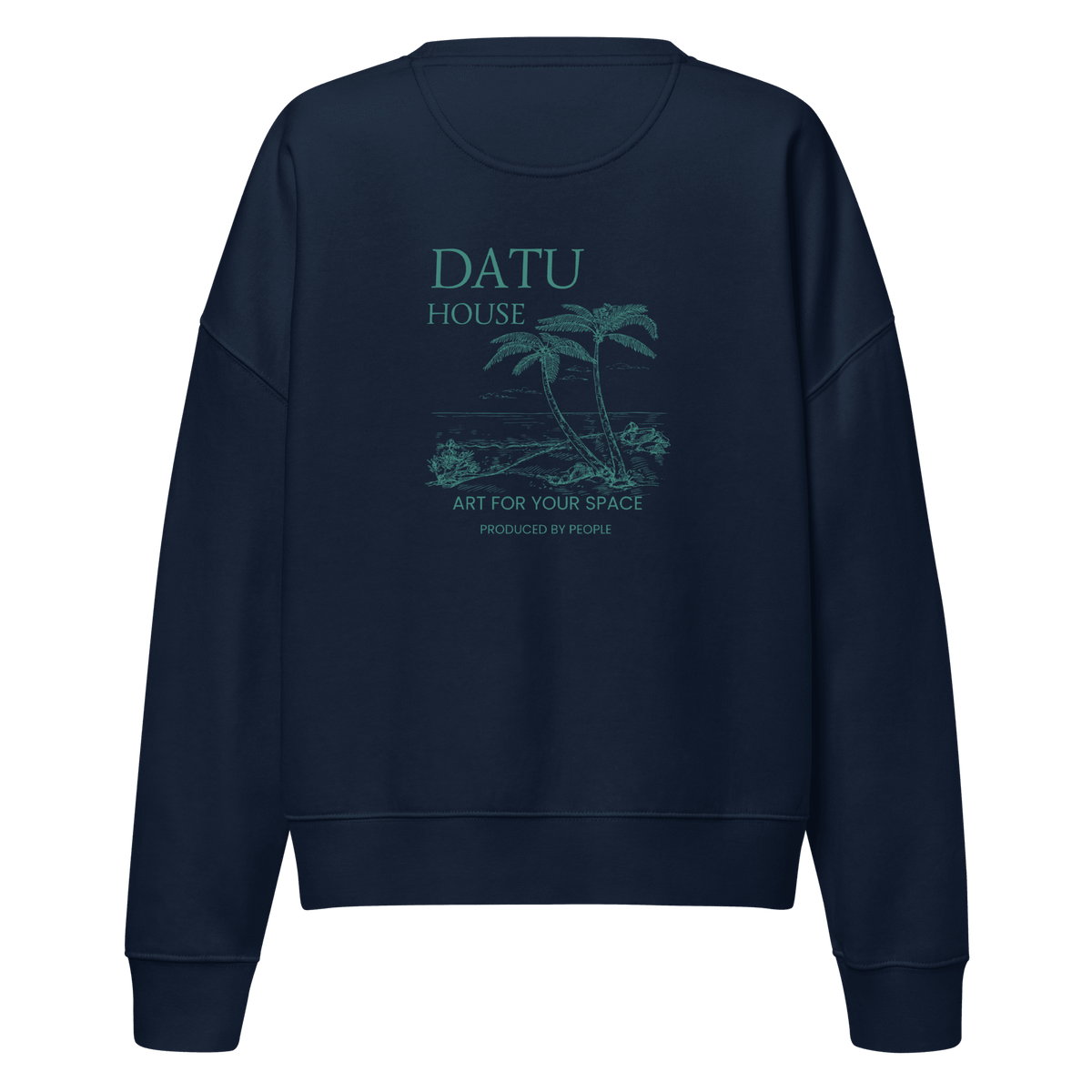 DATU Women’s Palm House Organic Crewneck — French Navy, back view #color_french navy