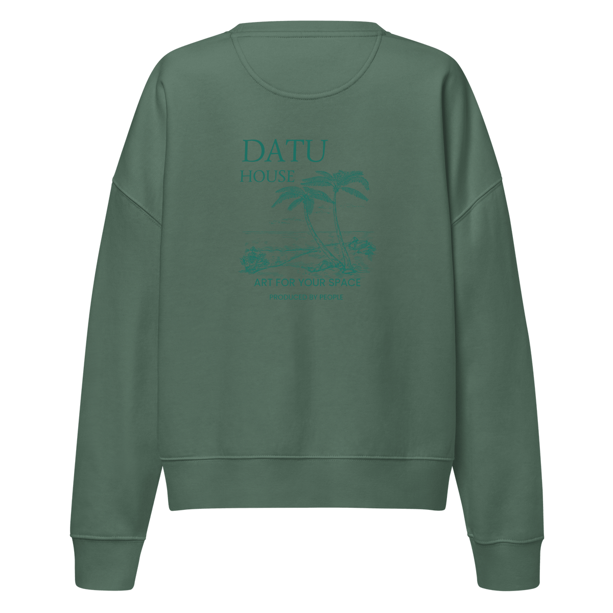 DATU Women’s Palm House Organic Crewneck — Green Bay, back view #color_green bay