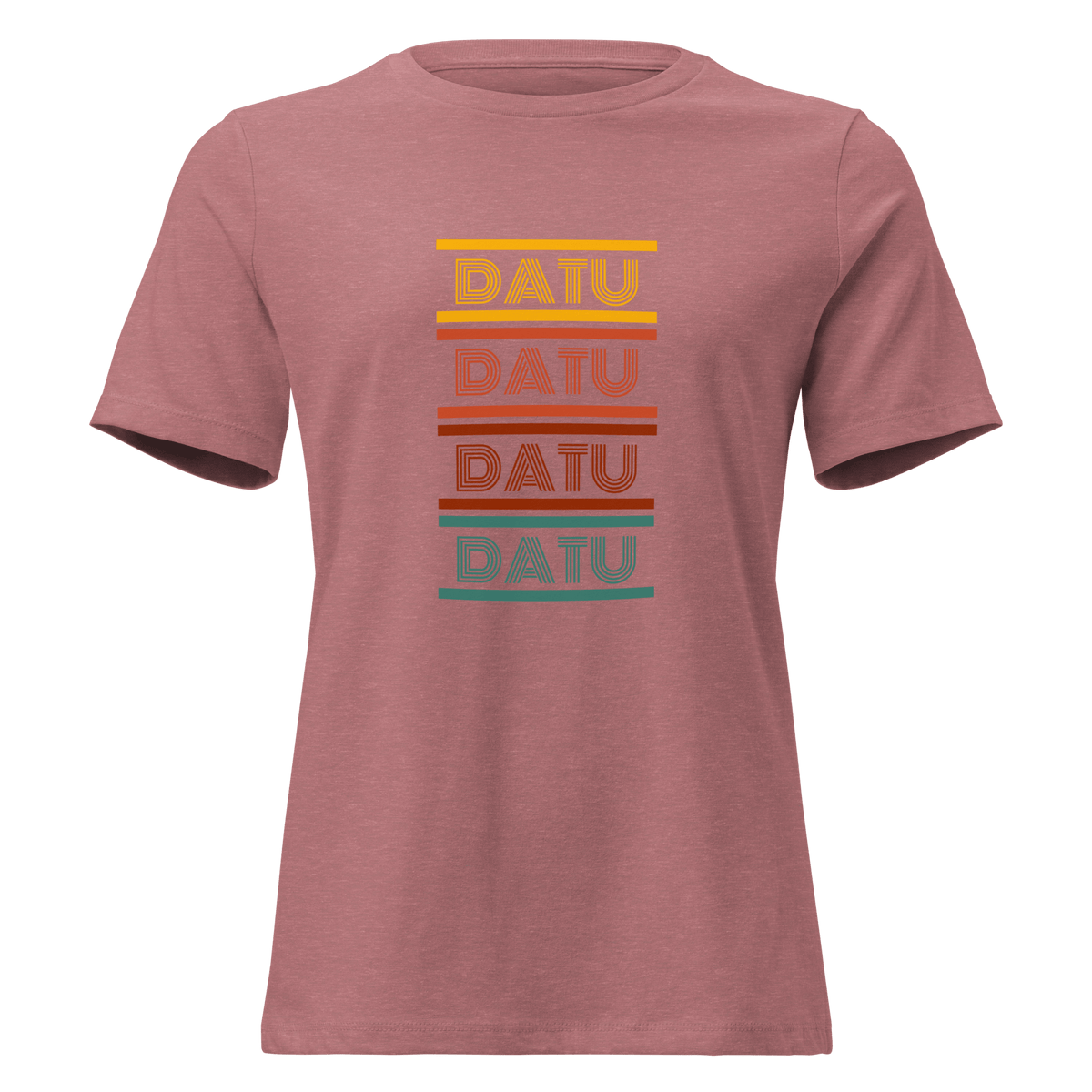DATU Women’s Spectrum Relaxed Tee — Heather Mauve, front view #color_heather mauve